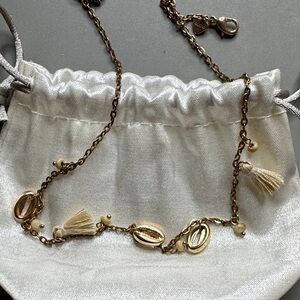 Aldo Gold Shell and Tassel Chain Necklace